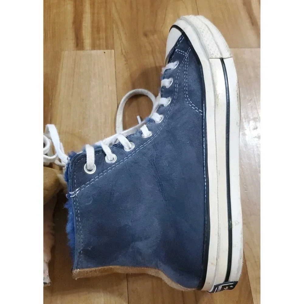 Converse Chuck 70 High Suede Fur Size W 10.5 M 8.5 Navy Blue Pink 166319C